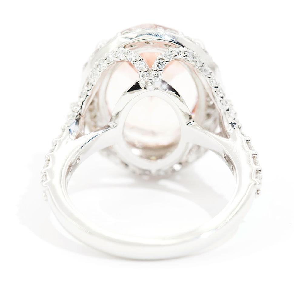 Buenos Aires 8.74ct Oval Cut Morganite and Diamond Platinum Ring Rings Imperial Jewellery - Auctions, Antique, Vintage & Estate