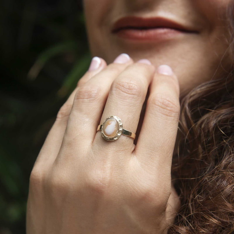 Cadence Circa 1950s 10ct Yellow Gold Cameo Ring Rings Imperial Jewellery 