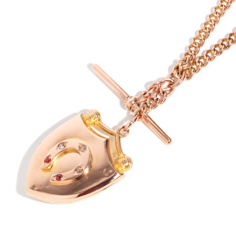Calliope 1900s Diamond & Garnet Locket & Chain 9ct Gold* DRAFT Pendants/Necklaces Imperial Jewellery 