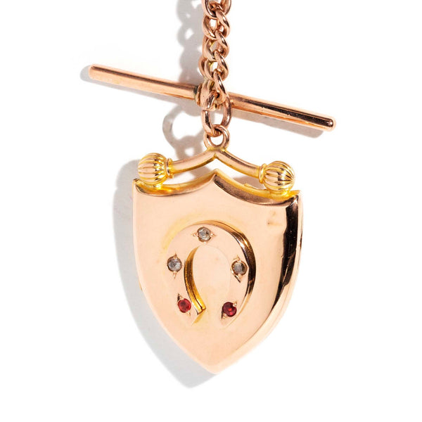 Calliope 1900s Diamond & Garnet Locket & Chain 9ct Gold* DRAFT Pendants/Necklaces Imperial Jewellery 