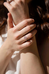 Callista 1.16 Carat Pink Sapphire & Diamond Halo Ring 18ct Gold Rings Imperial Jewellery 
