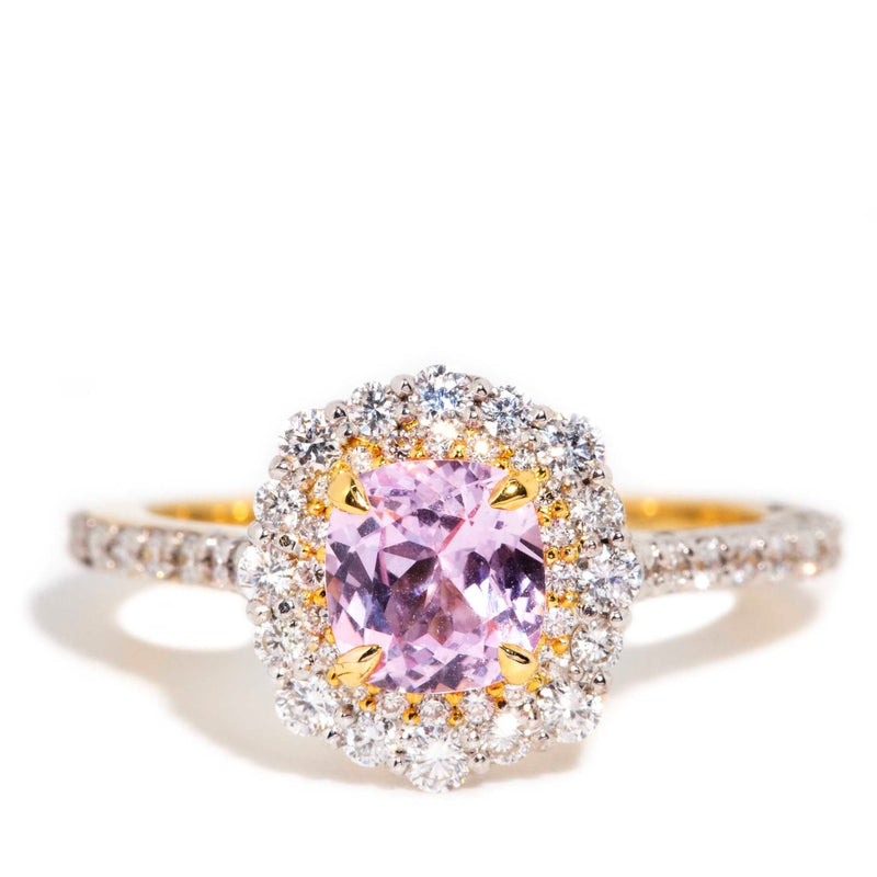 Halo Pear Cut Pink Sapphire Engagement Ring Honorable