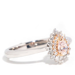 Camilla Pear Cut Pink Diamond 18ct Gold Cluster Ring Rings Imperial Jewellery