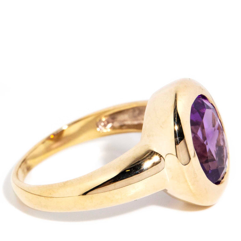 Candice 1990s Rubover Amethyst 9ct Gold Ring Rings Imperial Jewellery 