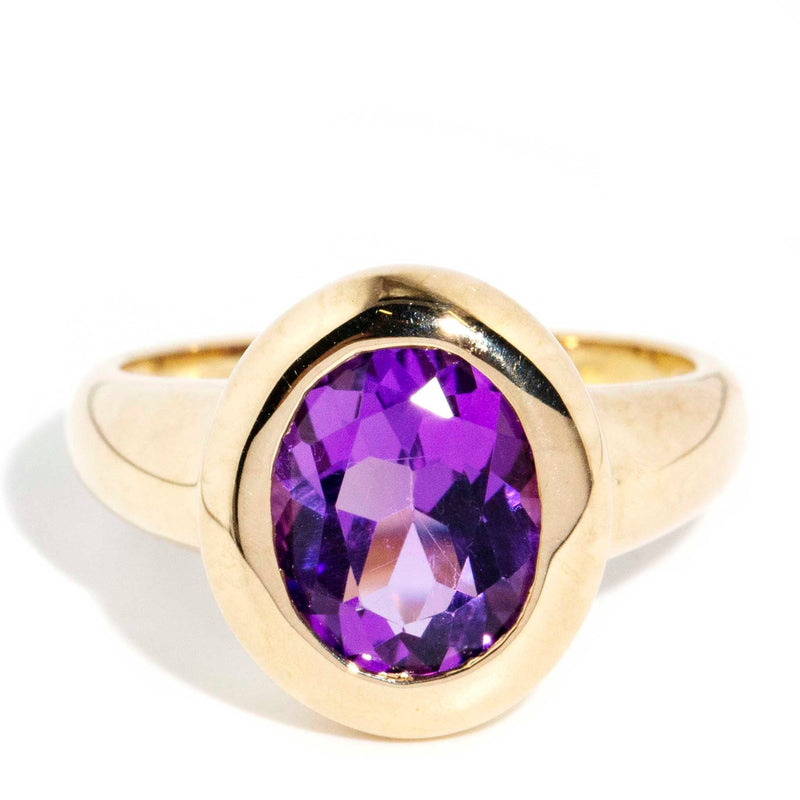 Candice 1990s Rubover Amethyst 9ct Gold Ring Rings Imperial Jewellery Imperial Jewellery - Hamilton 
