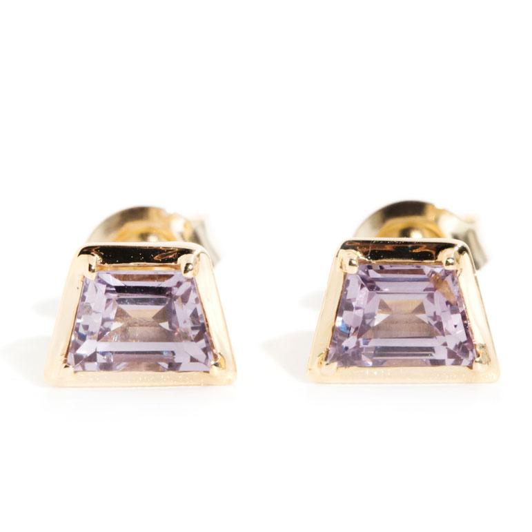 Carlotta Purple Spinel Contemporary Stud Earrings 9ct Gold*OB Earrings Imperial Jewellery 