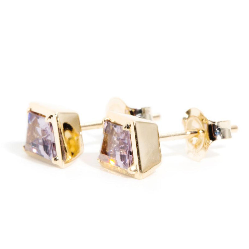 Carlotta Purple Spinel Contemporary Stud Earrings 9ct Gold*OB Earrings Imperial Jewellery 