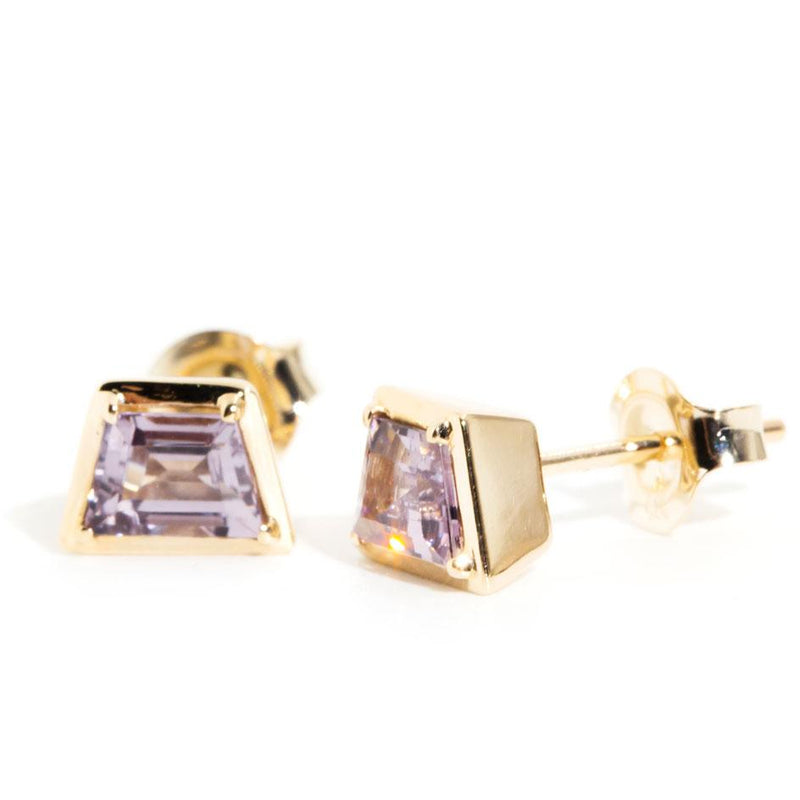 Carlotta Purple Spinel Contemporary Stud Earrings 9ct Gold*OB Earrings Imperial Jewellery 