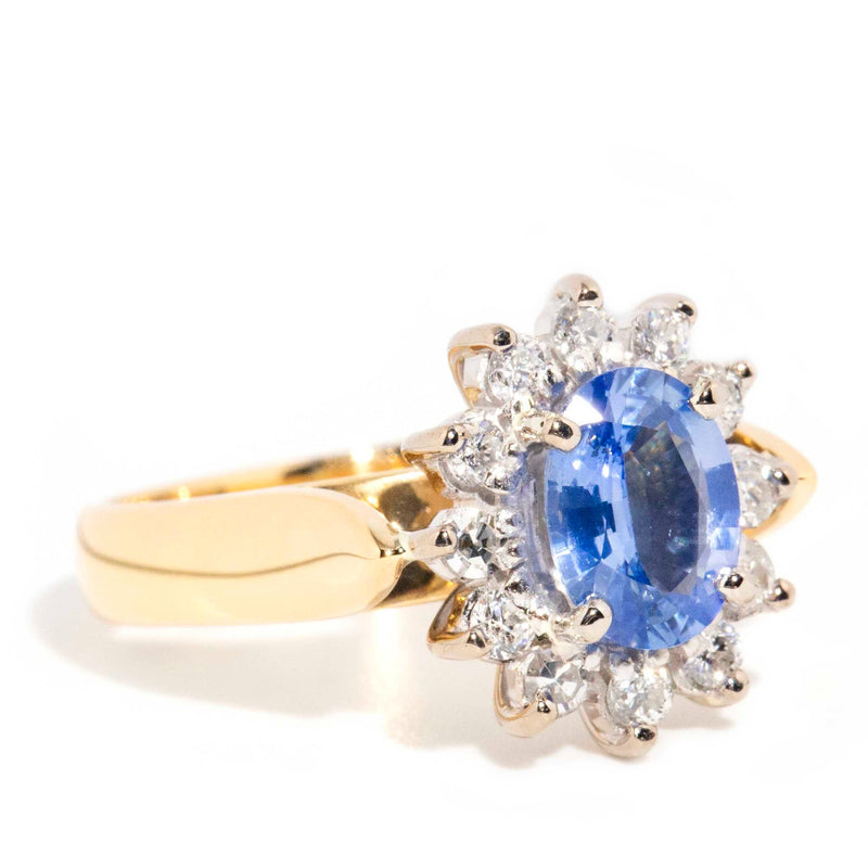 Castiel 18ct Gold Blue Sapphire & Diamond Halo Ring* OB Gemmo Rings Imperial Jewellery 