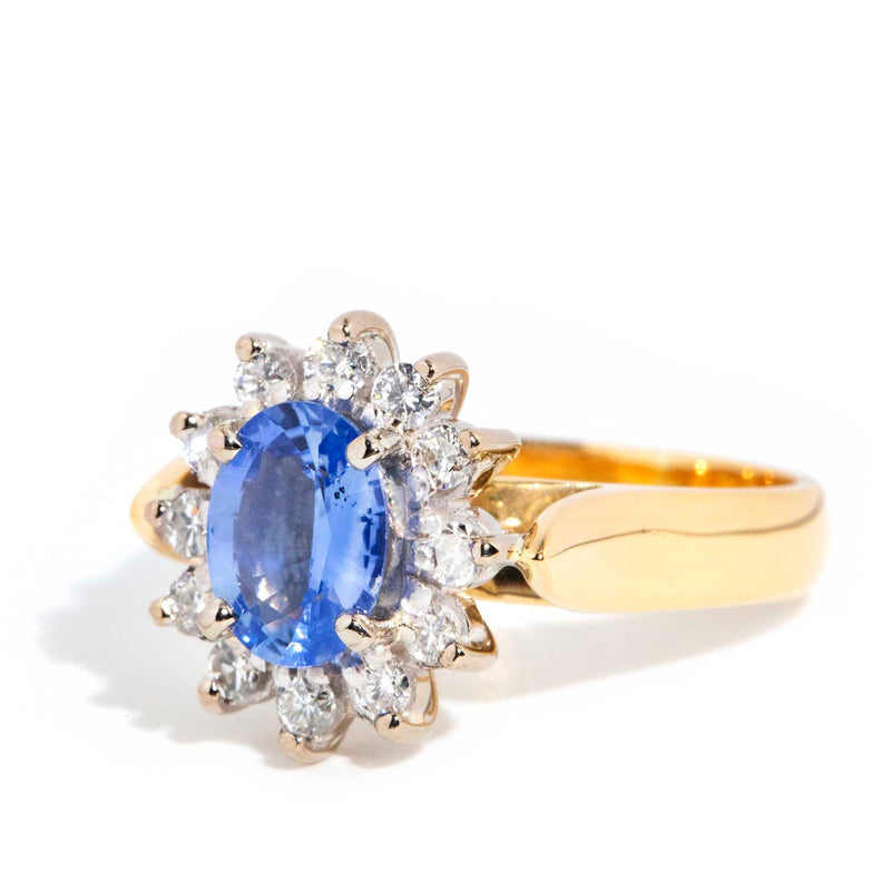 Castiel 18ct Gold Blue Sapphire & Diamond Halo Ring* OB Gemmo Rings Imperial Jewellery 