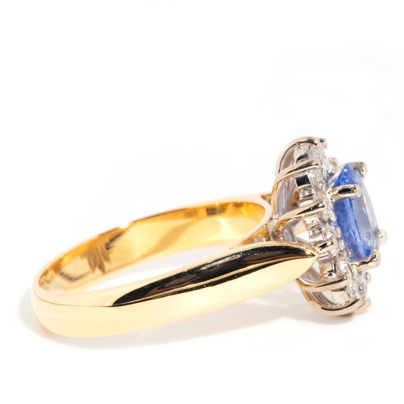 Castiel 18ct Gold Blue Sapphire & Diamond Halo Ring* OB Gemmo Rings Imperial Jewellery 