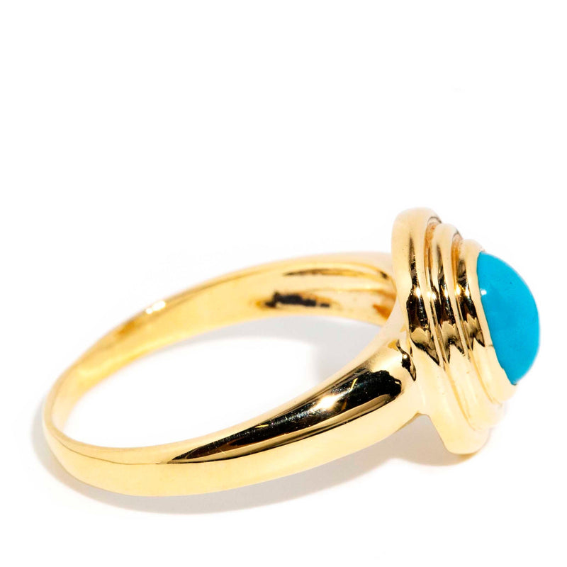 Celine 1980s Triple Rubover Turquoise Ring 18ct Gold Rings Imperial Jewellery 