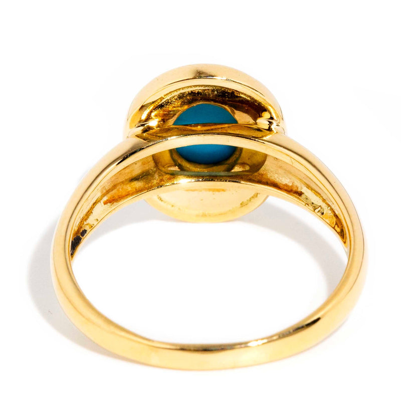 Celine 1980s Triple Rubover Turquoise Ring 18ct Gold Rings Imperial Jewellery 