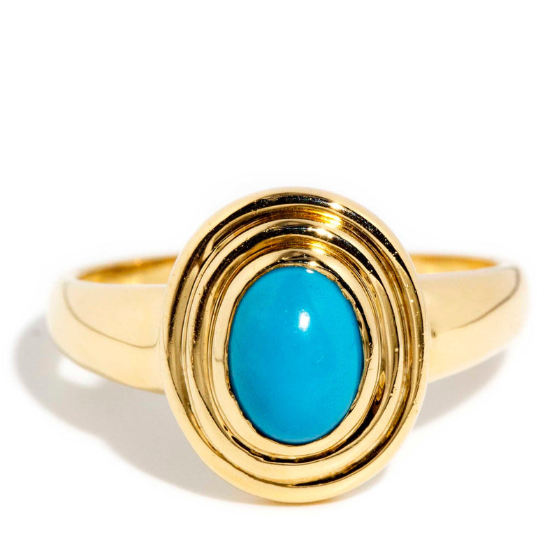 Celine 1980s Triple Rubover Turquoise Ring 18ct Gold Rings Imperial Jewellery Imperial Jewellery - Hamilton 
