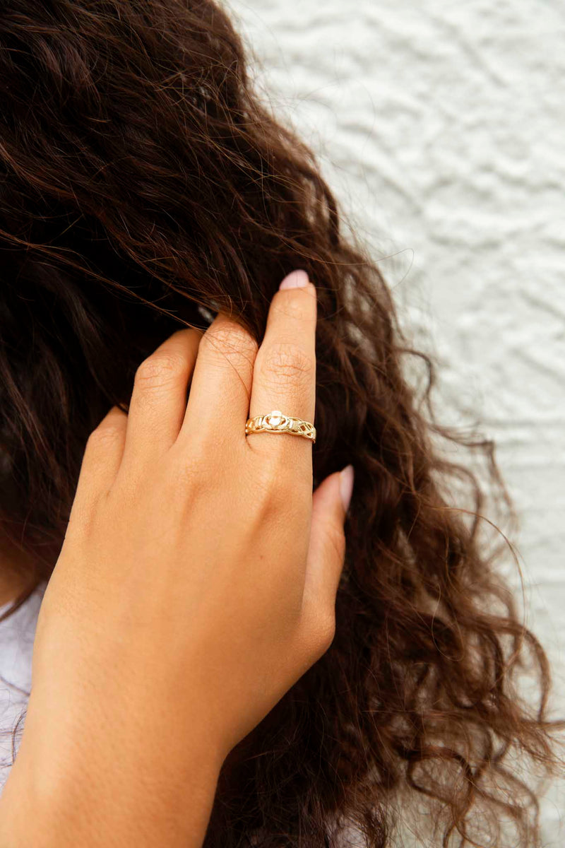 Chance 9ct Gold Open Pattern Claddagh Ring Rings Imperial Jewellery 