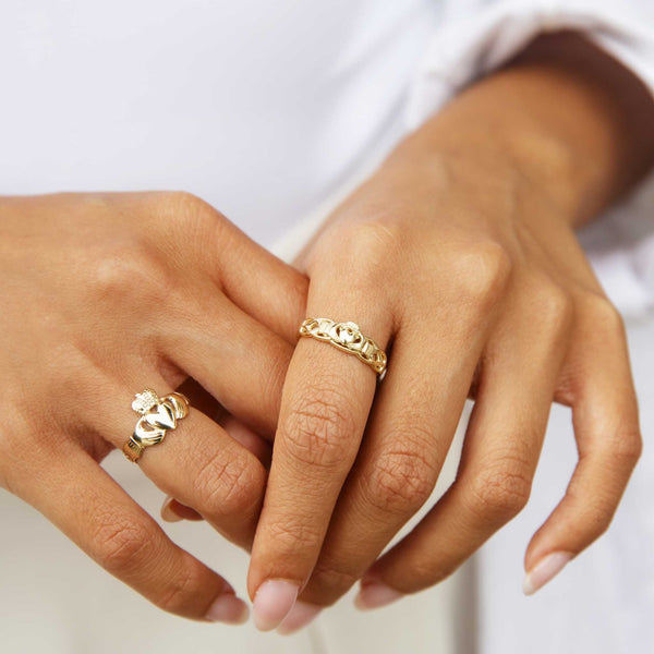 Chance 9ct Gold Open Pattern Claddagh Ring Rings Imperial Jewellery 