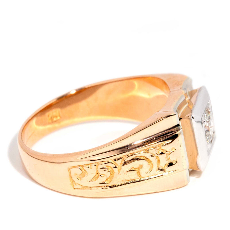 Charles Circa 1970s Diamond Vintage 18 Carat Gold Signet Ring WIP Rings Imperial Jewellery 