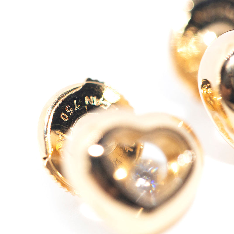 Chopard 18ct Gold Vintage Floating Diamond Heart Studs* OB $ Gemmo Earrings Imperial Jewellery 
