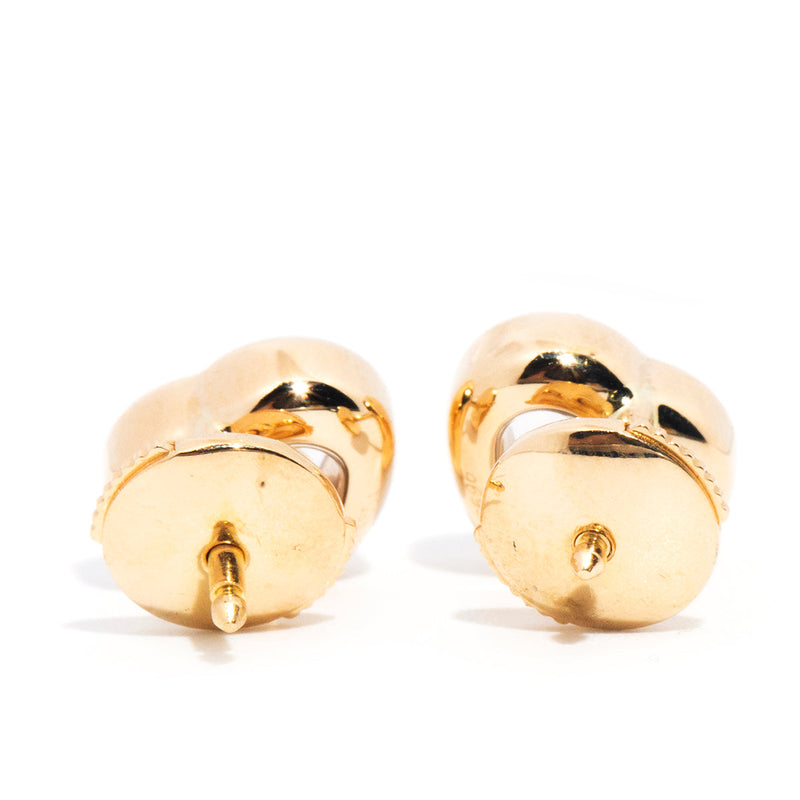 Chopard 18ct Gold Vintage Floating Diamond Heart Studs* OB $ Gemmo Earrings Imperial Jewellery 