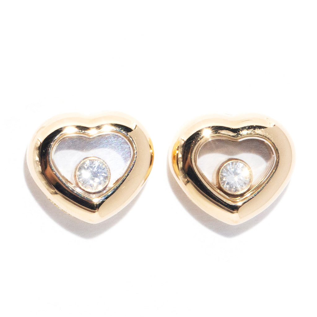 Chopard 18ct Gold Vintage Floating Diamond Heart Studs
