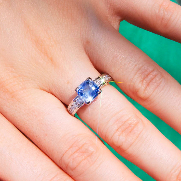 Chrissy Platinum Ceylon Sapphire Diamond Ring* LB Rings Imperial Jewellery 