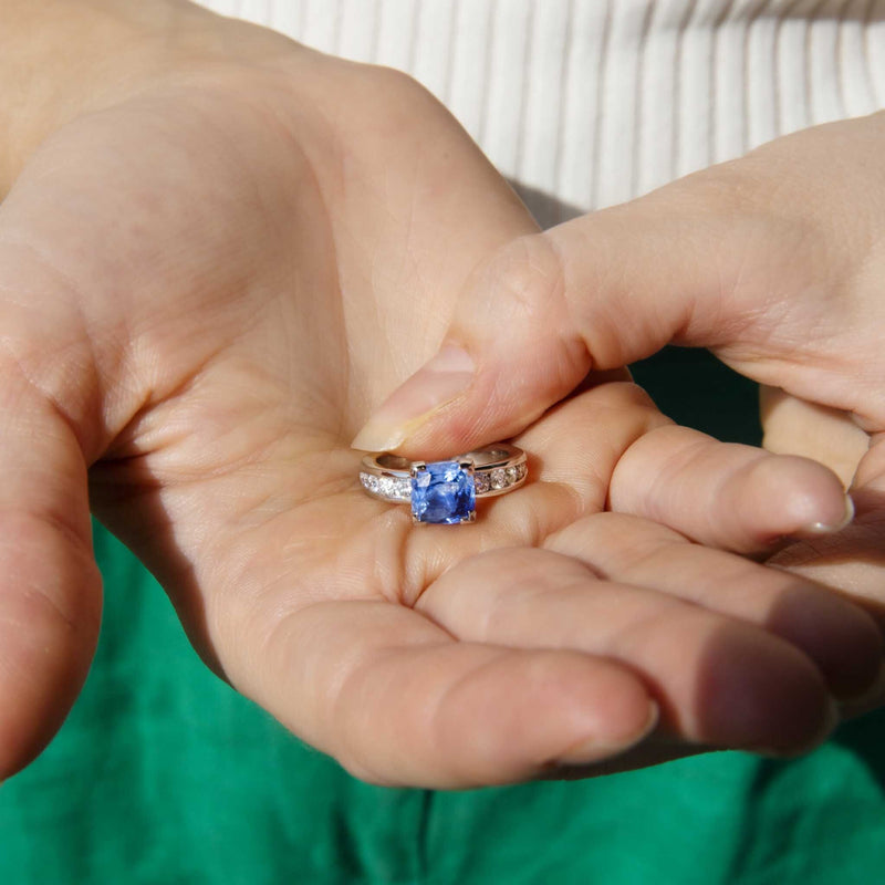 Chrissy Platinum Ceylon Sapphire Diamond Ring* LB Rings Imperial Jewellery 