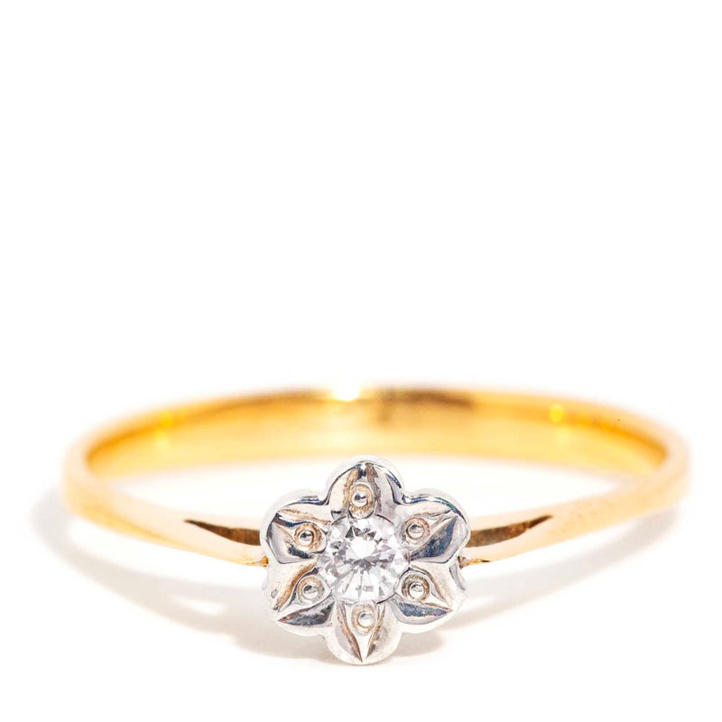 Claire 1960s Diamond Vintage Flower 18ct Gold Ring* XRF TEST AGAIN Rings Imperial Jewellery Imperial Jewellery - Hamilton 