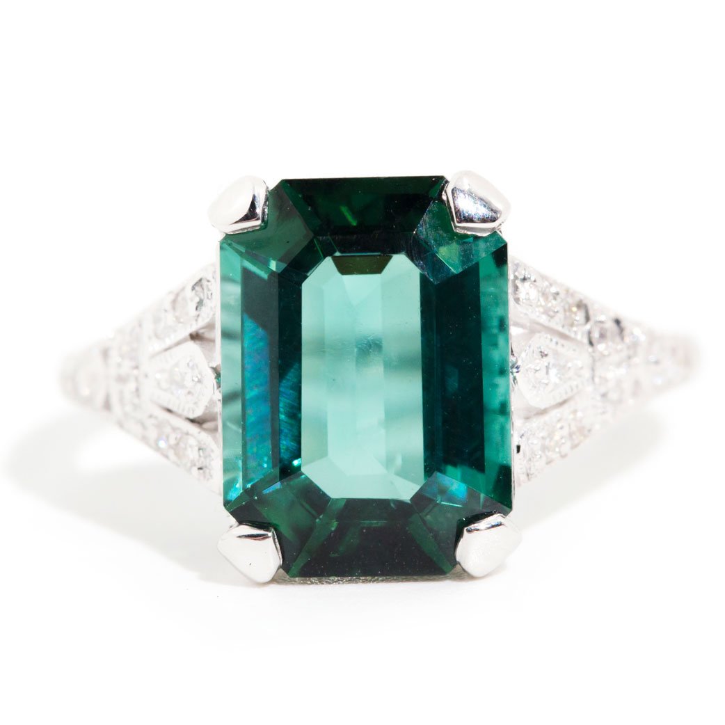 Claire xxxx Carat Green Tourmaline & Diamond 18 Carat Gold Ring Rings Imperial Jewellery Imperial Jewellery - Hamilton