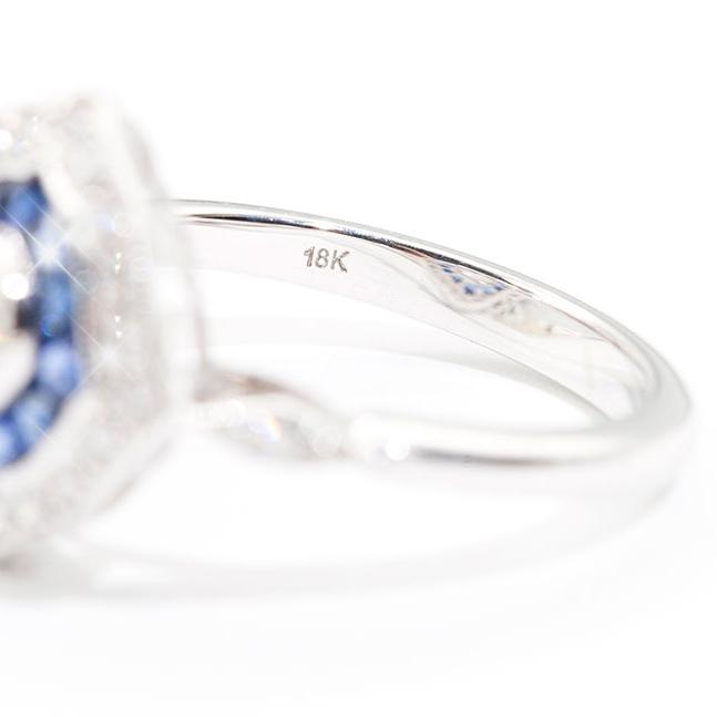 Clarisse Sapphire and Certified Diamond Art Deco Halo Ring Ring Imperial Jewellery - Auctions, Antique, Vintage & Estate 