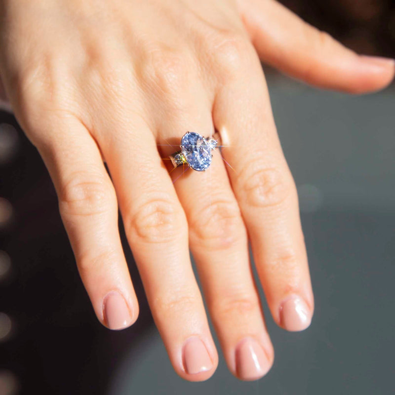 Sweet Light Blue Sapphire Engagement Ring