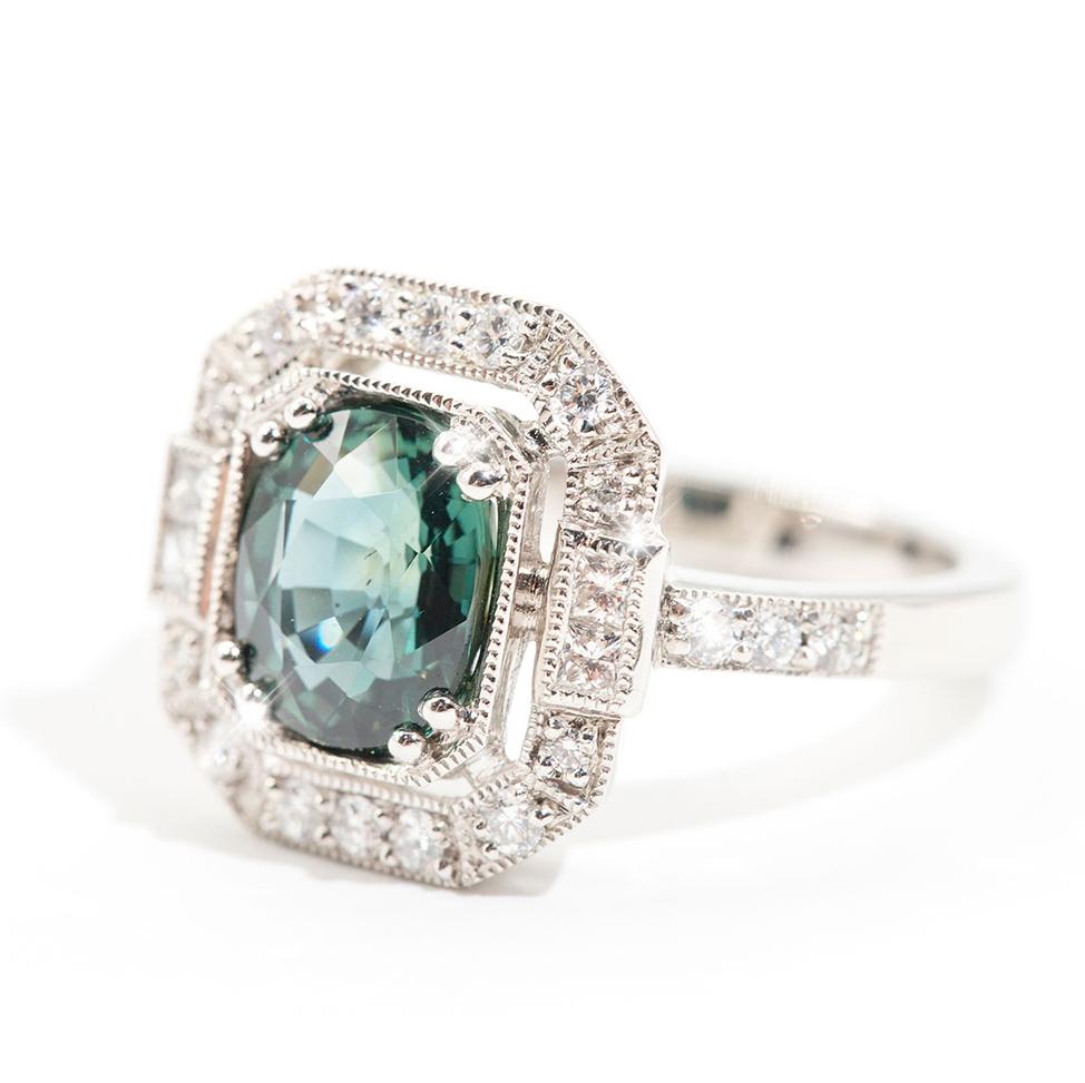 Clementine Colour Shifting 3.14ct Sapphire & Diamond Platinum Ring Ring Imperial Jewellery - Auctions, Antique, Vintage & Estate