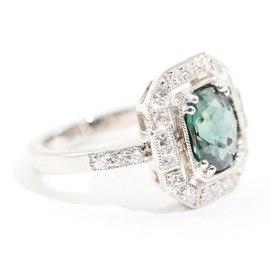Clementine Colour Shifting 3.14ct Sapphire & Diamond Platinum Ring Ring Imperial Jewellery - Auctions, Antique, Vintage & Estate