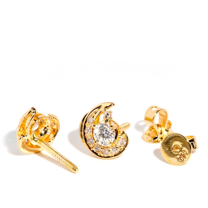 Cleo 1980s 0.62 Carat Diamond Cluster Studs 18ct Gold Earrings Imperial Jewellery 