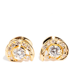 Cleo 1980s 0.62 Carat Diamond Cluster Studs 18ct Gold Earrings Imperial Jewellery Imperial Jewellery - Hamilton 