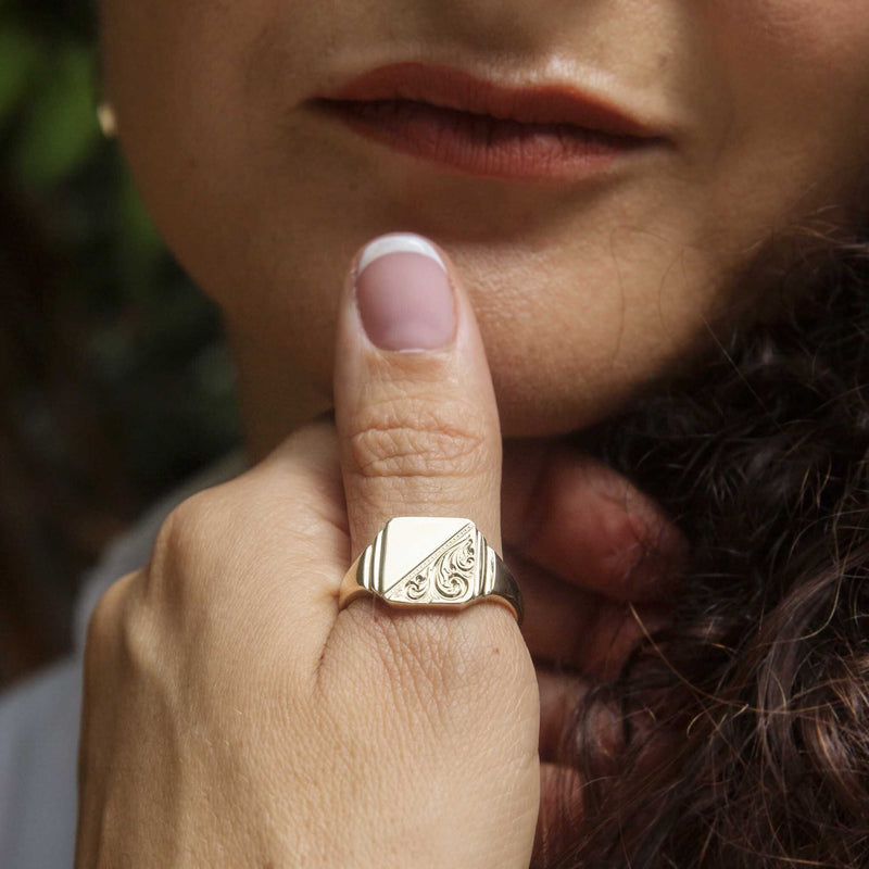 Cooper Circa 1960s 9ct Yellow Gold Signet Ring Rings Imperial Jewellery 