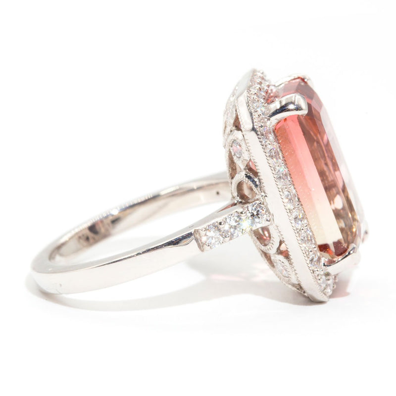 Cora 10.84 Carat BiColour Tourmaline and Diamond Platinum Ring Rings Imperial Jewellery 