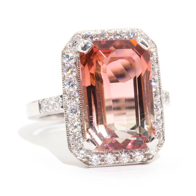 Cora 10.84 Carat BiColour Tourmaline and Diamond Platinum Ring Rings Imperial Jewellery 