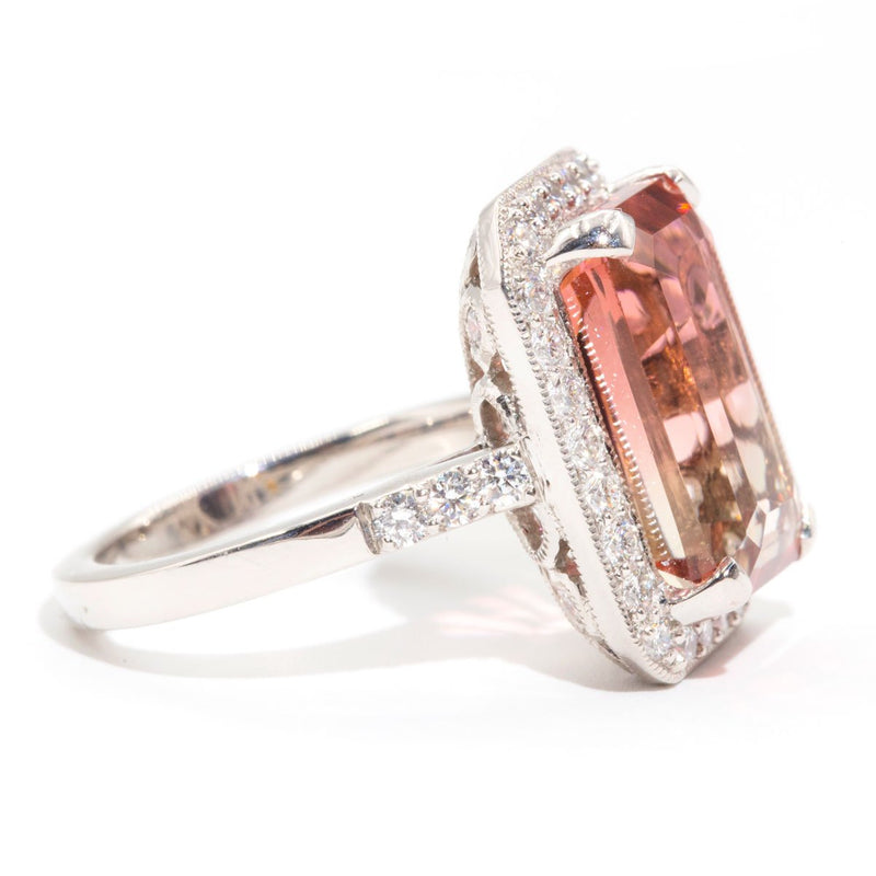 Cora 10.84 Carat BiColour Tourmaline and Diamond Platinum Ring Rings Imperial Jewellery 