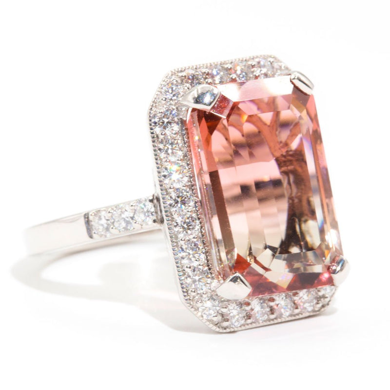 Cora 10.84 Carat BiColour Tourmaline and Diamond Platinum Ring Rings Imperial Jewellery 