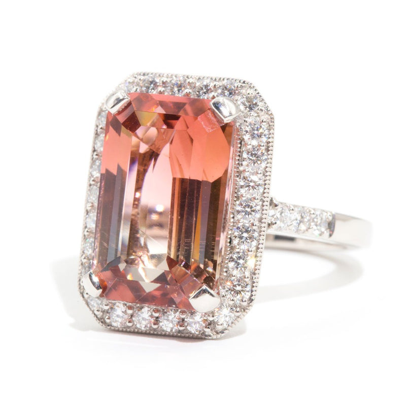 Cora 10.84 Carat BiColour Tourmaline and Diamond Platinum Ring Rings Imperial Jewellery 