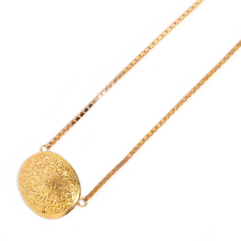 Cora 9ct Yellow Gold Inscribed Oval Pendant & 44cm Chain Pendants/Necklaces Imperial Jewellery 