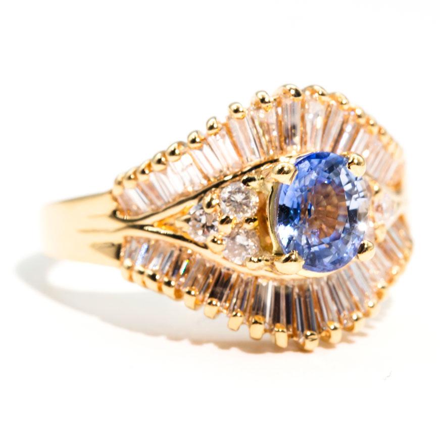 Coraline 18 Carat Ceylon Sapphire Diamond Cluster Ring Rings Imperial Jewellery