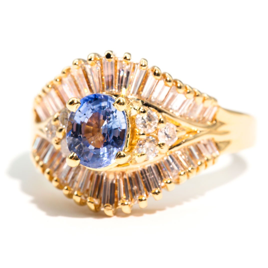 Coraline 18 Carat Ceylon Sapphire Diamond Cluster Ring Rings Imperial Jewellery