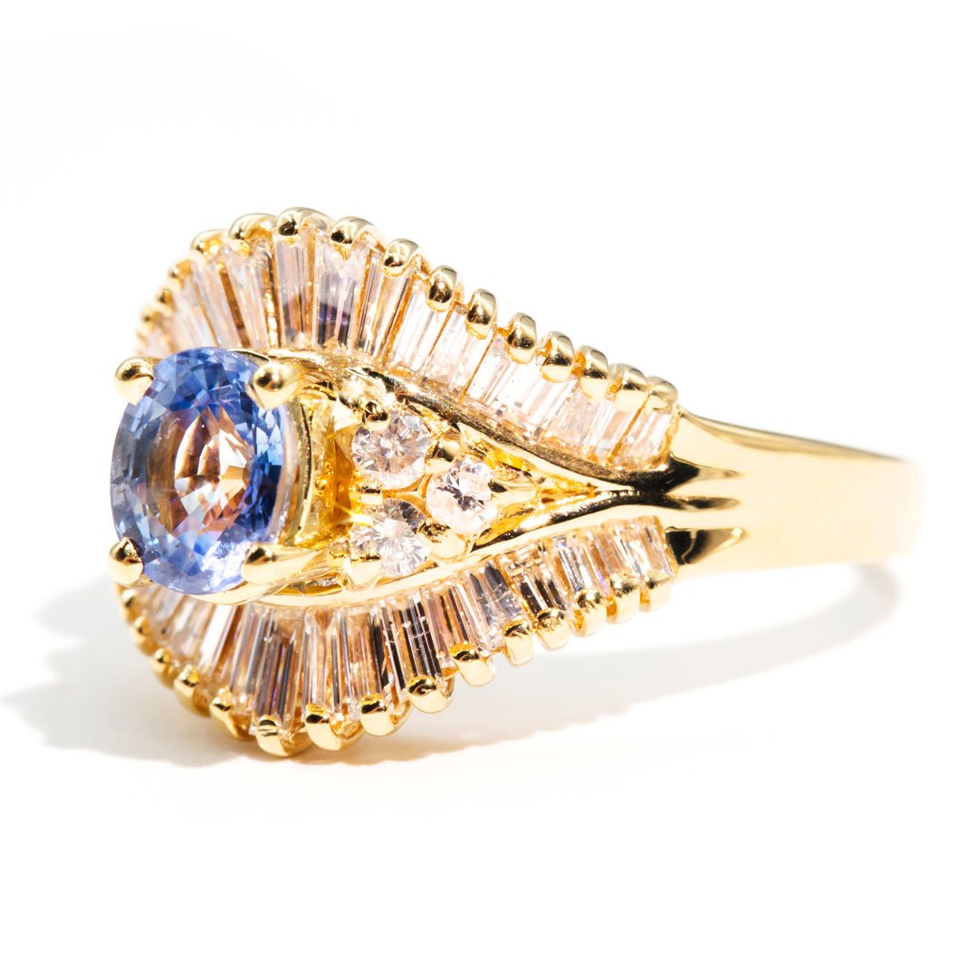 Coraline 18 Carat Ceylon Sapphire Diamond Cluster Ring Rings Imperial Jewellery