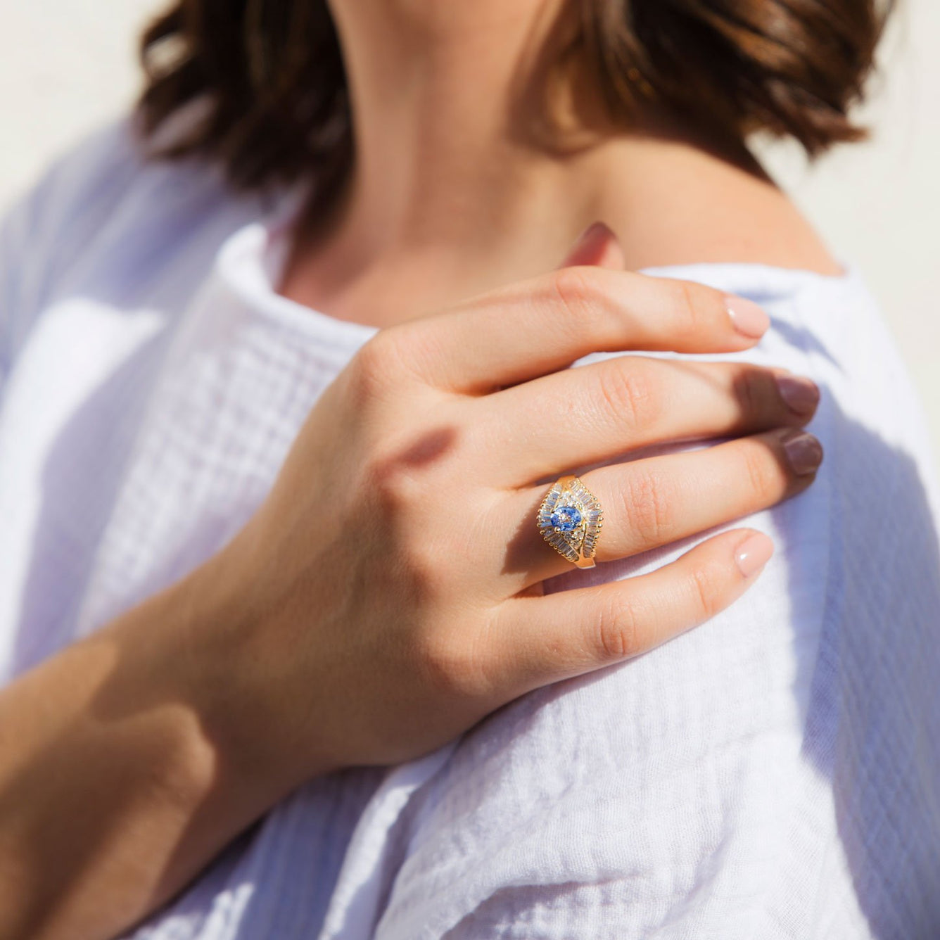 Coraline 18 Carat Ceylon Sapphire Diamond Cluster Ring Rings Imperial Jewellery