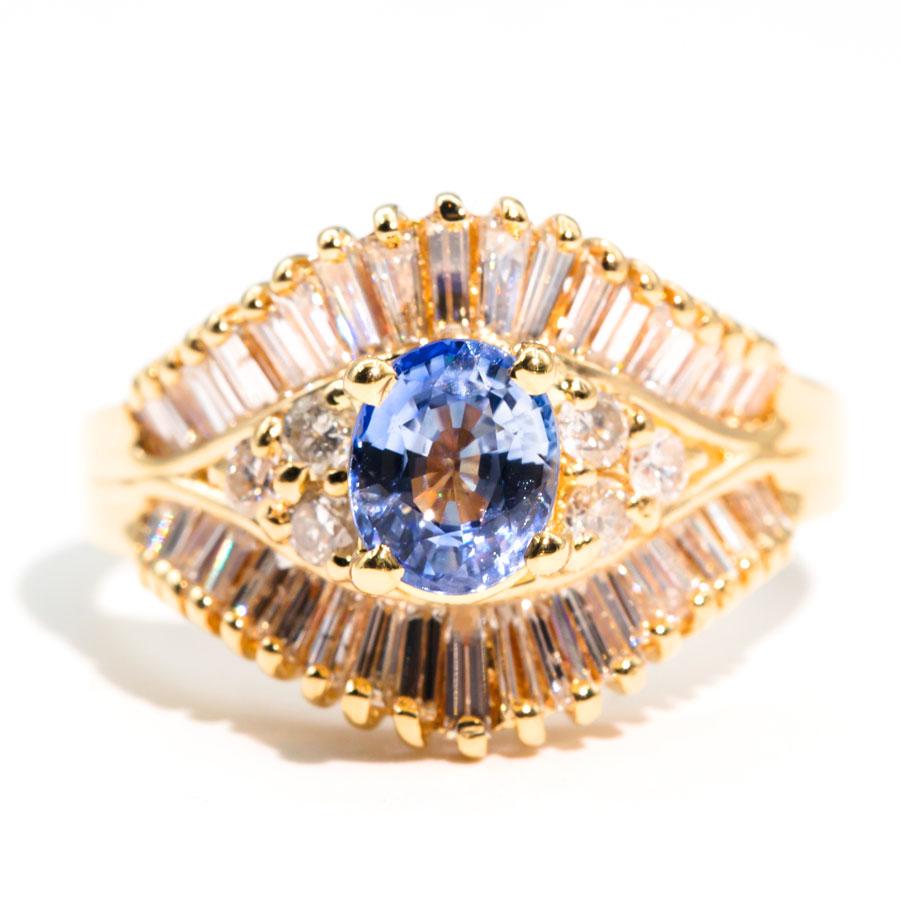 Coraline 18 Carat Ceylon Sapphire Diamond Cluster Ring Rings Imperial Jewellery Imperial Jewellery - Hamilton