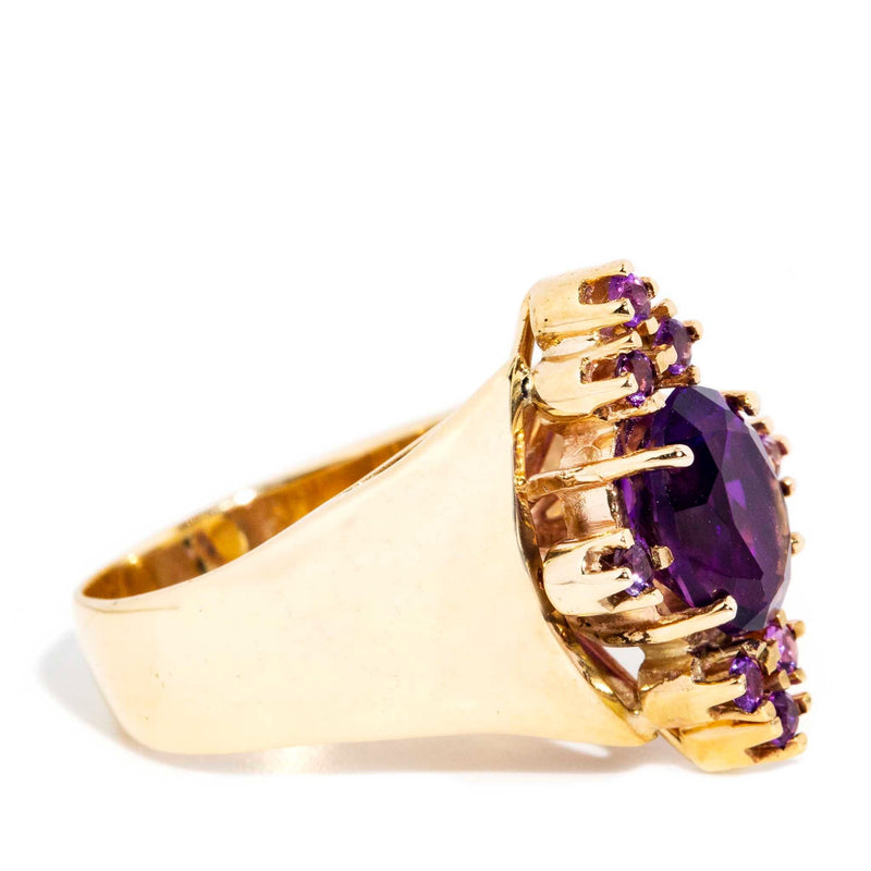 Cordelia 1970s Amethyst Cluster Cocktail Ring 9ct Gold* DRAFT Rings Imperial Jewellery 