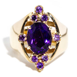 Cordelia 1970s Amethyst Cluster Cocktail Ring 9ct Gold* DRAFT Rings Imperial Jewellery Imperial Jewellery - Hamilton 