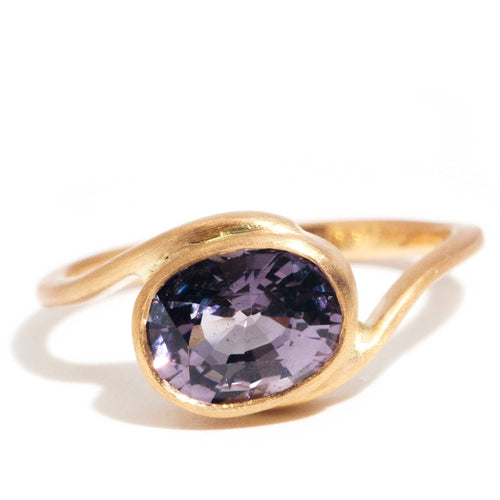 Cosmo Bluish Purple Spinel Crossover Ring 22K Yellow Gold