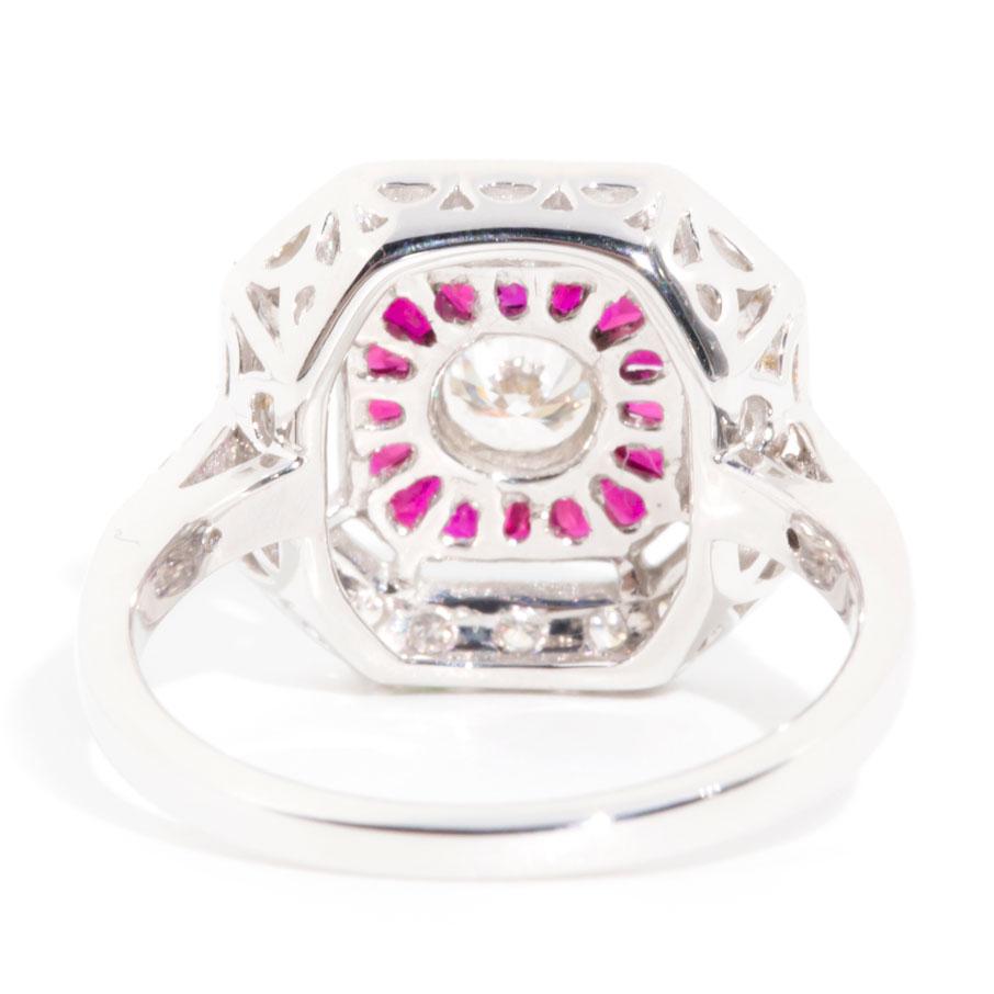 Cruz Certified 0.38 Carat Diamond & Ruby Vintage Art Deco Ring*Gemmo $4145 GTG Rings Imperial Jewellery